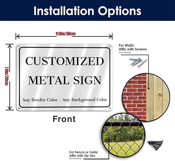 Custom Signs Outdoor Metal - 12 x 8 Personalized Aluminum Rust-Proof Entrance Garden Hazard Intersection Parking Signs, Decorative Sign（Style 02)