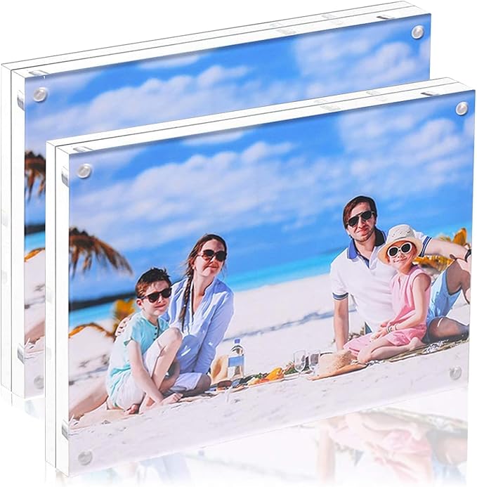 2 Pack 11x14 Acrylic Picture Frame,Clear Double Sided Magnetic Frames With Stand,Frameless Floating Frame for Artwork Poster Certificate Document