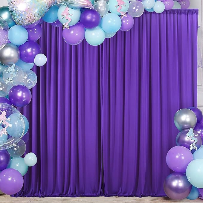 AK TRADING CO. 10 feet x 10 feet Purple IFR Polyester Backdrop Drapes Curtains Panels with Rod Pockets - Wedding Ceremony Party Home Window Decorations
