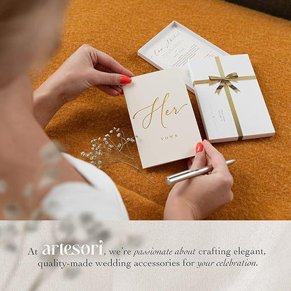ARTESORI Premium Wedding Vow Book for Her & Him, Soft Touch, Gold Foil, 28 Lined Pages, Wedding Vow Books His and Hers, Wedding Essentials, Wedding Registry Ideas, His and Hers Gifts [White & Navy]