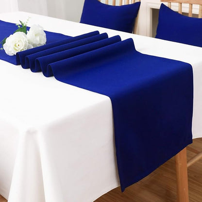 2 PCS Royal Blue Table Runner 14x72 Inch Long Coublt Blue Color Thick Polyester Decorative Cloth Handcrafted for Wedding Party Birthday Graduations Hotel Restaurant Banquet Catering Services Event