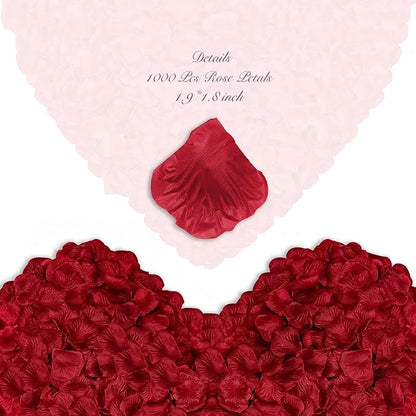2000 Pcs Rose Petals, Artificial Flower Petals Fake Rose Petals for Romantic Night,Wedding,Proposal Anniversary Flower Decorations(Dark Red, 2000pcs)