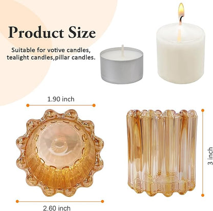 GOLDEAL 6Pcs Gold Glass Votive Candle Holders Tealight Holders Decorative, Tea Candle Holders Bulk,Candlestick for Wedding, Party,Dinner, Home Table Decor.