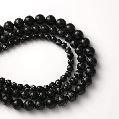 Black Turquoise Stone Beads Gemstone Round Crystal Energy Jade Beads Stone Beads for Jewelry Making DIY Bracelet Necklace Jewelry Making 1 Strand 15.5inch 31PCS 12MM