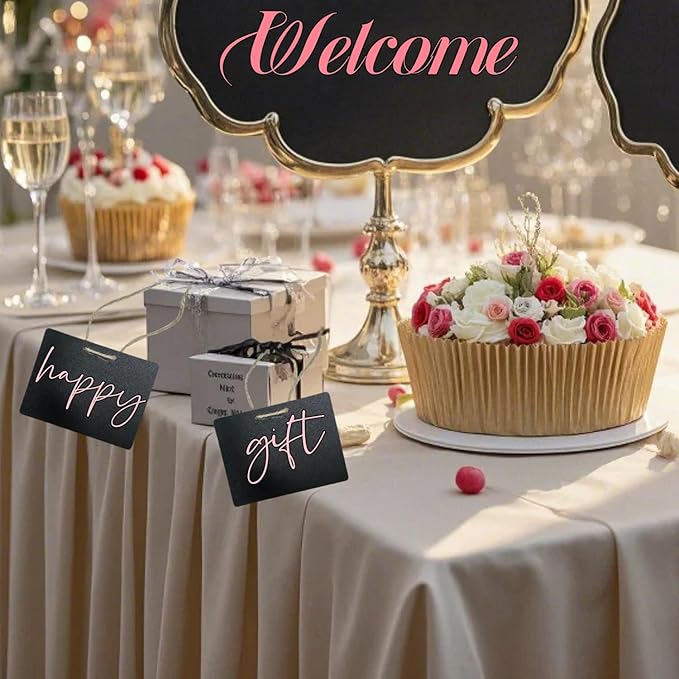 20 Pack Mini Chalkboard Signs for Food Buffet Table Reusable Catering Labels with 10 PCS Wooden Rustic Stands, Party Buffet Food Tags, Small Chalk Board Sign Holders for Wedding Birthday Bakery