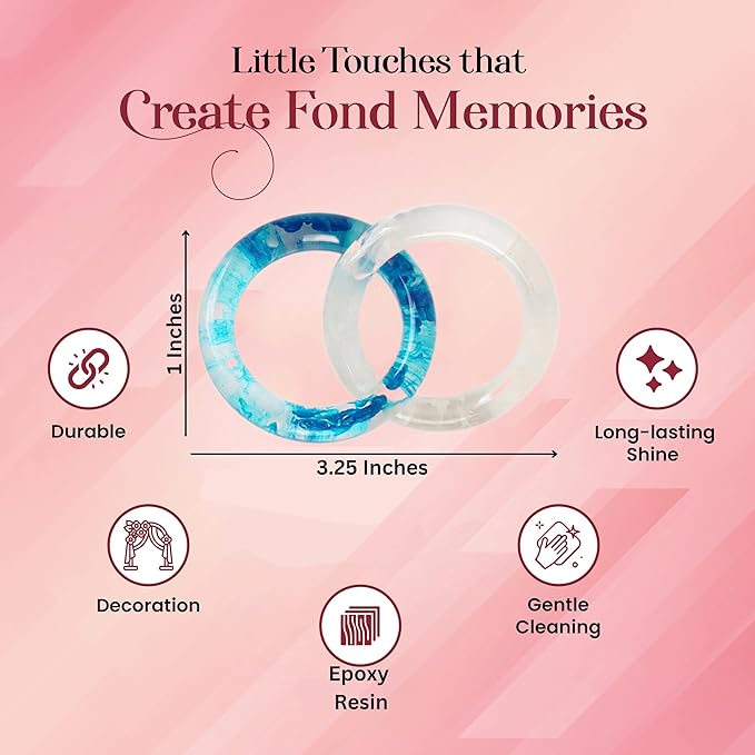 Set of 8 Epoxy Resin Napkin Ring - Interlocked Handmade Farmhouse Table Decor for Dining, Weddings, Holidays - Durable Elegant Napkin Holders for Special Occasion Blue Opaque - CLEENTABLE