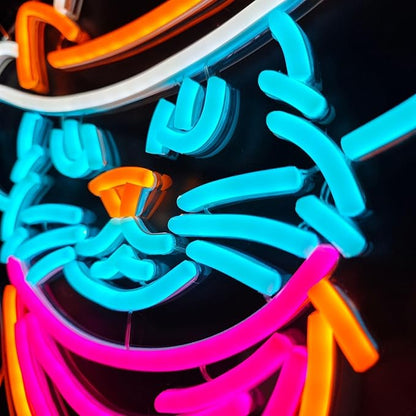 Cowboy Cat Neon Sign - Adjustable Dimmable LED Neon Light, 13.8"x13.7", Premium Quality, Vibrant Home Decor