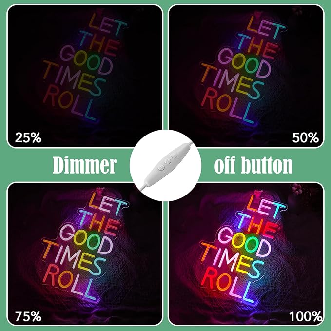 Let The Good Times Roll Neon Sign Good Times Sign Neon Light for Wedding Decor Colorful Words Led Light Sign for Bedroom Bar Party Wall Decor Dimmable 16.5 * 10.6 In Neon Sign