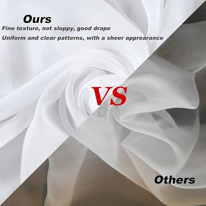 10ft x 10ft White Chiffon Backdrop Curtains, Wrinkle-Free Sheer Chiffon Fabric Photo Curtain Drapes for Wedding Ceremony Arch Party Stage Photography Decorations