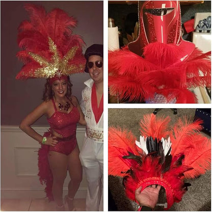 Ballinger Red Ostrich Feathers Bulk - 24Pcs 12-14inch Large Ostrich Feathers for Vase,Party Centerpieces,Wedding and Home Decor