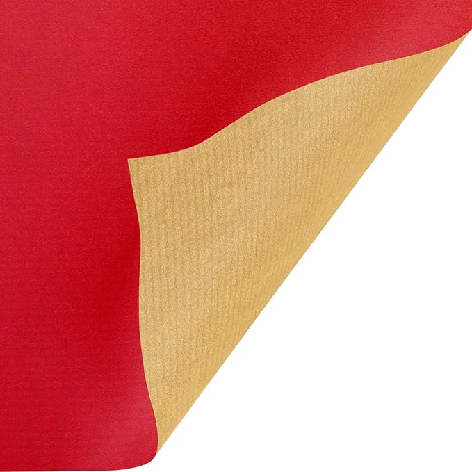Jillson Roberts 6 Roll-Count Solid Color Wrapping Paper, Double-Sided Kraft Red and Gold/Gold and Silver/Red and Green
