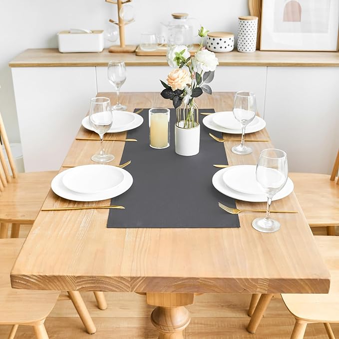 2 Pack Grey Small Short Table Runner 12 x 36 Inch Solid Color Runners Coffee Table Dresser for Daily Party Home Decoration