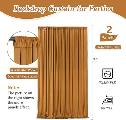 10 x 7 Feet Brown Backdrop Curtain for Partie, Background Curtains for Photoshoot, Birthday, Wedding, Halloween, Thanksgiving, Christmas Day, New Year Party Decorations 5Ft x 7Ft, 2 Panels