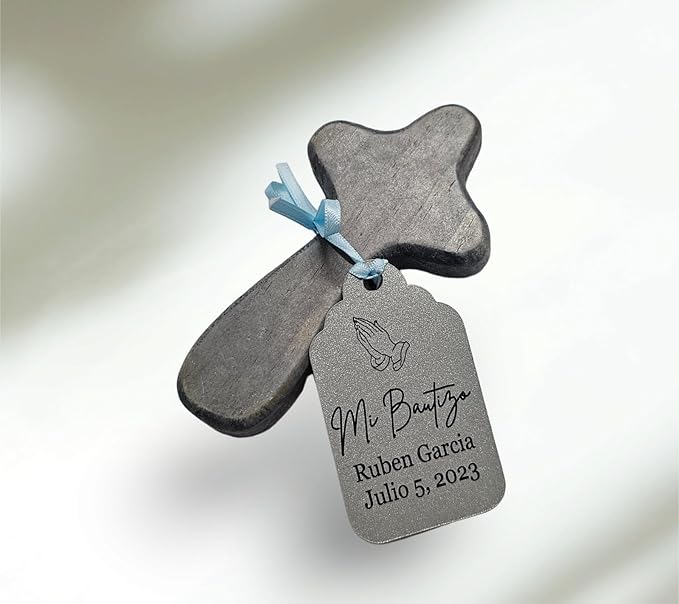 Mi Bautizo Baptism Christening Personalized Thank You Tags 20 pcs - More Colors Available (silver shimmer)