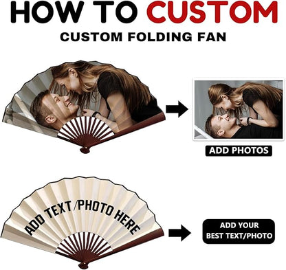 Decorative Folding Fans Personalized Fans Custom Fans Handheld Clack Fans for Line Dancing Customized with Picture Text, Fans Foldable for Line Dancing Wedding Saloon Cosplay Party Props
