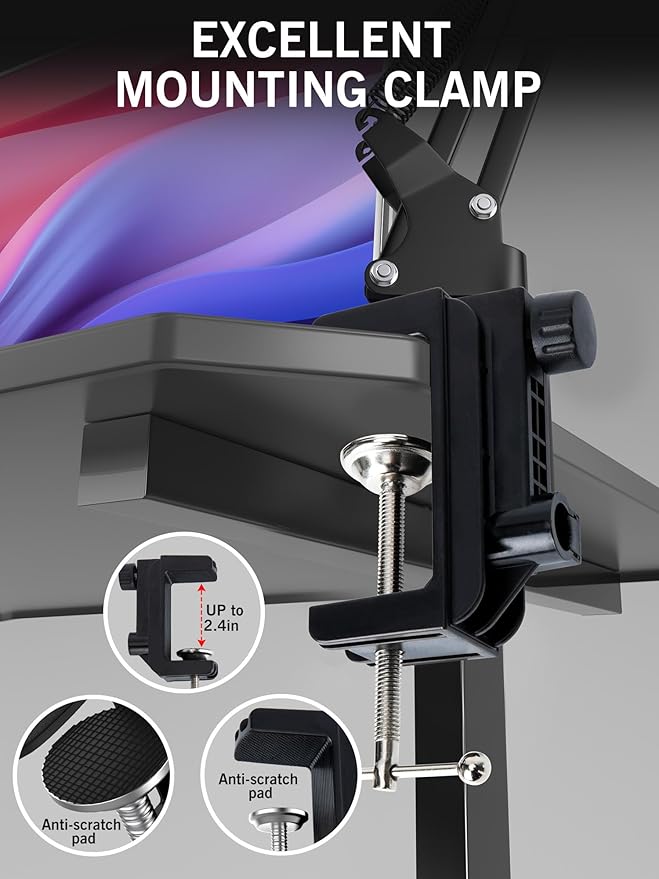 For HyperX QuadCast 2 Boom Arm - Mic Arm Compatible with Hyper x QuadCast, Microphone Boom Arm with Cable Ties, Improve Sound Quality, Mic Boom Arm for Hyperx QuadCast by SUNMON