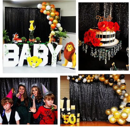 Poise3EHome Black Sequin Backdrop, 7FT x 7FT Black Sequin Photography Backdrop Curtain for Party Decoration