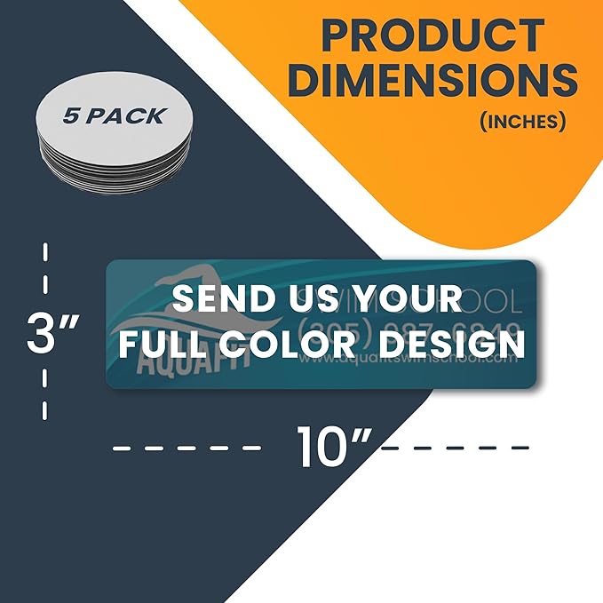 Magnet Me Up Custom 10x3 Inch Rectangle Magnet, 5 Pack, Customizable for Businesses, Personal Use, Choose Your Text, Upload Image, Magnetic Vinyl for Car and Any Magnetic Surface, Crafted in USA