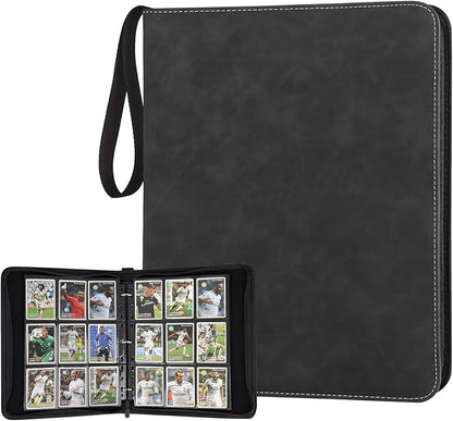 Trading Card Binder, Premium 9 Pocket Card Binder, 720 Double Sided Pocket PU Collection Binder, Collector Album, Card Holder for MTG, TCG, Sports Cards (Marble Black)