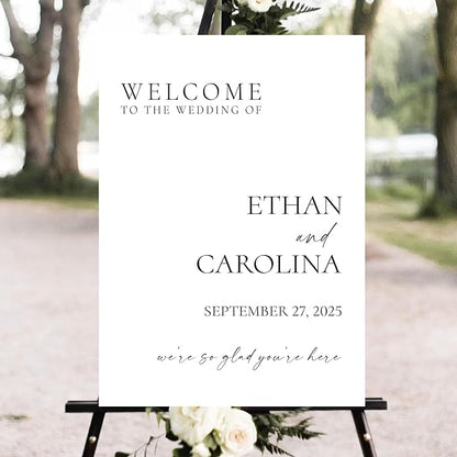Personalized Wedding Welcome Sign, 18 inches x 12, Plastic, Vintage Style, Perfect for Wedding Reception, Customizable, Waterproof, Indoor/Outdoor Use