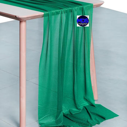MDS 10 Pack 10ft Chiffon Table Runner 29 x 120 Inches Sheer Wedding Runner Romantic Rustic Table Runner for Wedding Decorations, Birthday Parties, Bridal Shower Party Arch Decor - Emerald Green