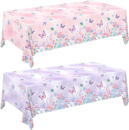 Gatherfun Butterfly Birthday Party Supplies: Butterfly Decorations with 2 PCS Disposable Plastic Tablecloths, for Kid's Birthday Party Decorations, Size 54”x 108