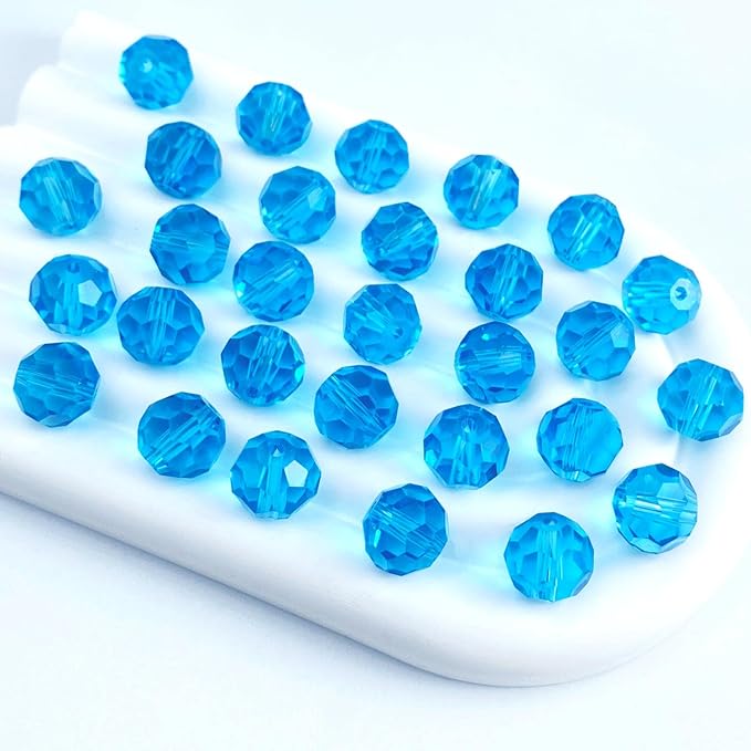 400 PCS 4mm Crystal Glass Beads Round Multiple Faceted Loose Spacer Glass Beads for DIY Handcrafte Bracelet Necklace Earring Jewelry Making(Aquamarine)