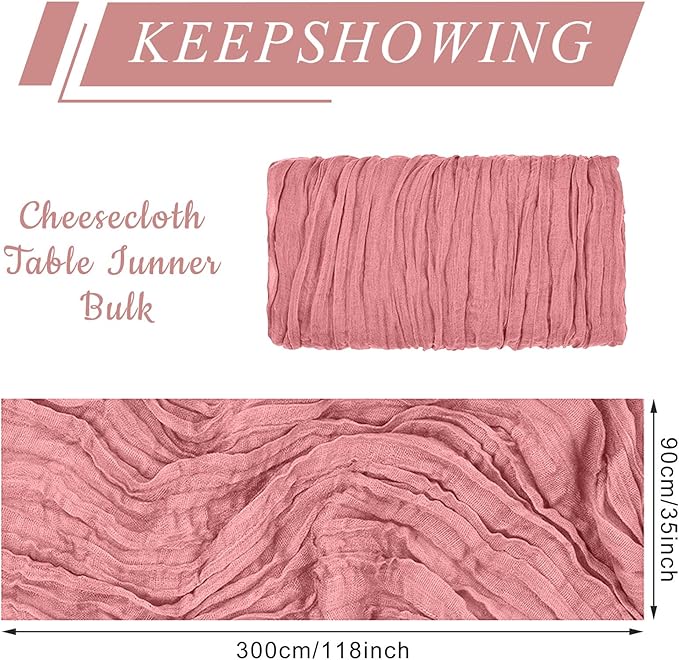 1 Pack Cheesecloth Table Runner 10Ft Christmas Gauze Boho Table Runners for Wedding Decor Bridal Shower Decorations Baby Shower Party(35" x 120")