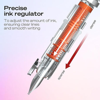 WRITECH Retractable Fountain Pen Set: Black Ink Fine Nib, 5 Refillable Ink Cartridges Included, No Leaking Smooth Writing for Calligraphy Journaling Gift (Pink)