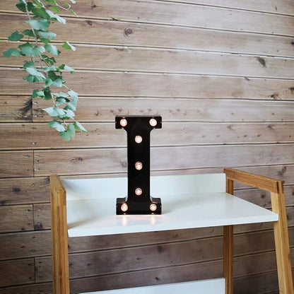 OYCBUZO Light Up Black Alphabet Marquee Letters Sign LED Marquee Number Lights Sign for Night Light Home Bar Christmas Lamp Birthday Party Wedding Decoration I