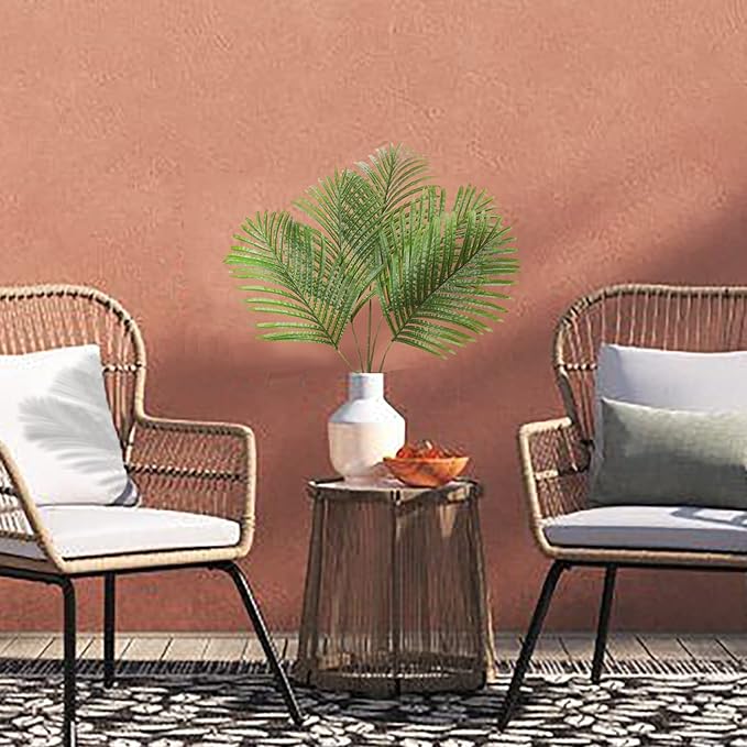 Large Artificial Palm Leaves Palm Fronds Tropical Leaves Areca Palm Branches Palm Leaves with Stem Palm Tree Leaves Faux Palm Leaves for Floral Arrangement Fake Leaves Palm Sunday Decor-Large Leaf