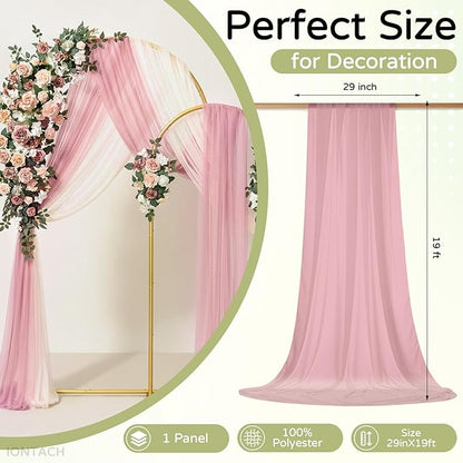 Wedding Arch Draping Fabric 29" x 19Ft Sheer Drapes for Backdrop Wedding Ceremony Reception Ceiling Decor Curtain Baby Bridal Shower Decoration (Dusty Rose, 1 Panel)