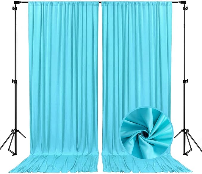 10 x 7 Feet Sky Blue Backdrop Curtain for Partie, Background Curtains for Photoshoot, Birthday, Wedding, Halloween, Thanksgiving, Christmas, New Year Party Decorations 5Ft x 7Ft, 2 Panels