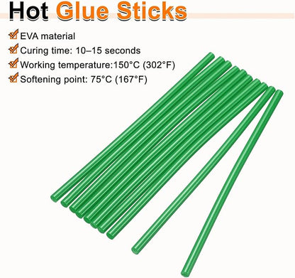 HARFINGTON 10pcs Hot Glue Sticks 0.28" Dia x 3.94" Long EVA Mini Hot Melt Adhesive Glue Stick for Hot Melt Gun Wood Plastic Glass Flowers Fabrics Foam, Deep Green