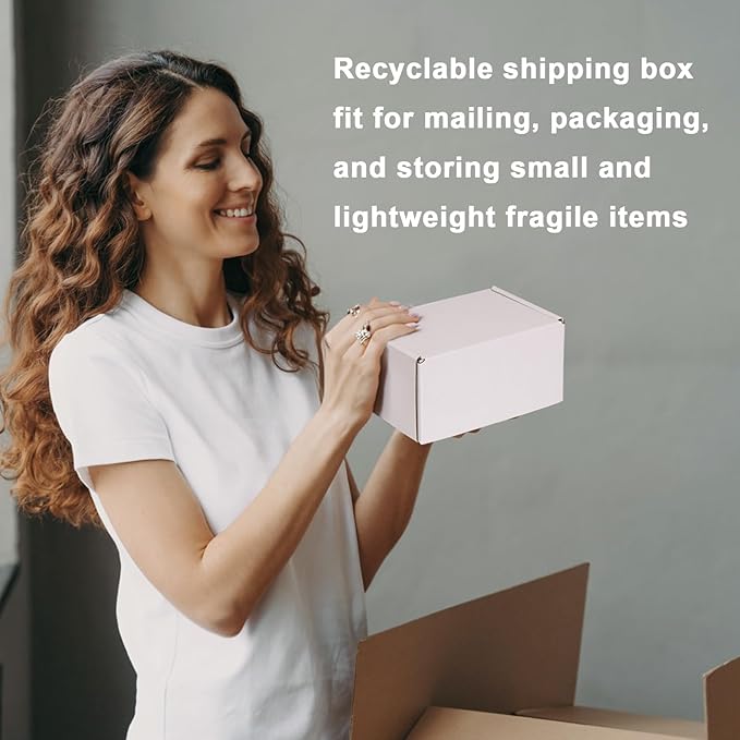 MEBRUDY 6x4x3 Inches Shipping Boxes Pack of 50, Small Corrugated Cardboard Box for Mailing Mailer Packing, White