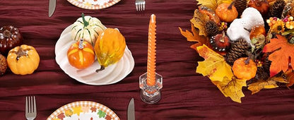 Burgundy Red Cheesecloth Table Runner 4 Pack Fall Table Runners Boho Gauze 120 Inches Red Cheese Cloth Fall Table Decorations for Thanksgiving Christmas Weddings Bridal Shower Candlelight