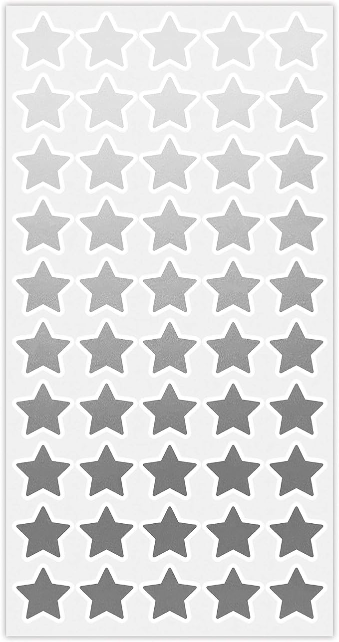 50 Wedding Meal Stickers - Food Identifier & Menu Choice Place Cards for Party Seating - Meal Option Indicator (Silver, Star)
