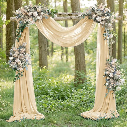 Champage Gold Fall Elegant Arch Draping Fabric Outdoor 1 Panel 29" × 20Ft Sheer Chiffon Curtain Drapes for Wedding Ceremony Birthday Party Garden Brunch