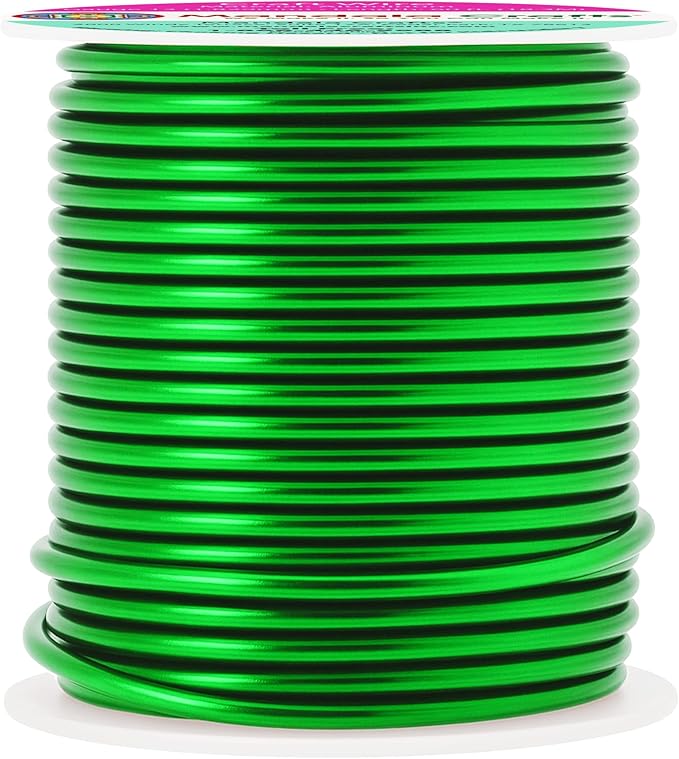 Mandala Crafts 13 Gauge Anodized Aluminum Craft Wire for Jewelry Making - 60 FT Colored Flexible Kelly Green Wire - Bendable for Bonsai Armature Crafting Sculpting