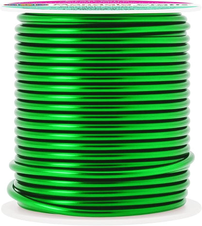 Mandala Crafts 13 Gauge Anodized Aluminum Craft Wire for Jewelry Making - 60 FT Colored Flexible Kelly Green Wire - Bendable for Bonsai Armature Crafting Sculpting