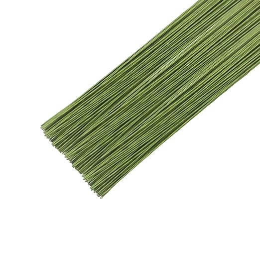 16-inch 18 Gauge Green Paper Covered Floral Wire Stems for DIY Crafts, Artificial Flower Arrangements Home Decor Artificial Paper Stems (Pack of 50)