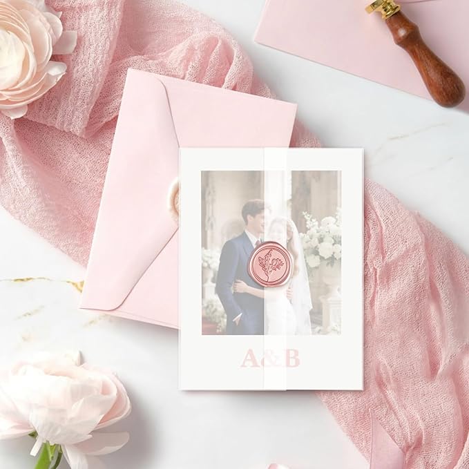 30 Pack Pre-Folded Vellum Jackets for 4.25x5.5 Invitations, Translucent Vellum Paper 4.25x5.5 Jackets, 100GSM Wedding Invitations Wraps, Envelope Liners for Birthdays, Baby Showers