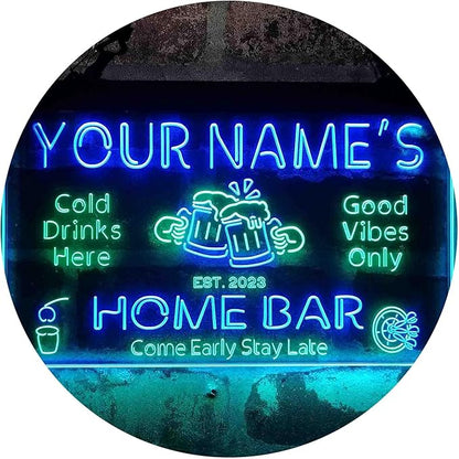 ADVPRO Personalized Your Name Custom Home Bar Beer Established Year Dual Color LED Neon Sign Green & Blue 24 x 16 Inches st6s64-p1-tm-gb