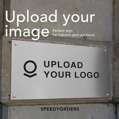 Custom Metal Signs, Personalized Aluminum, Customized Safety, Business Signs, Waterproof Outdoor, White Aluminum (Logo, 42x28 In)