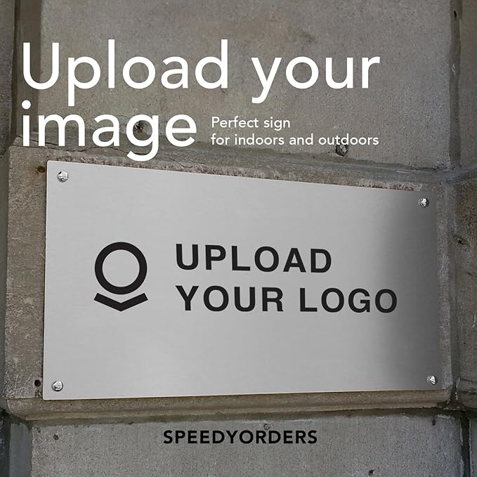 SPEEDYFORMS Custom Outdoor Metal Sign, Personalized Aluminum, Customized Safety, Business, Waterproof White Aluminum (Logo, 20x20 In)