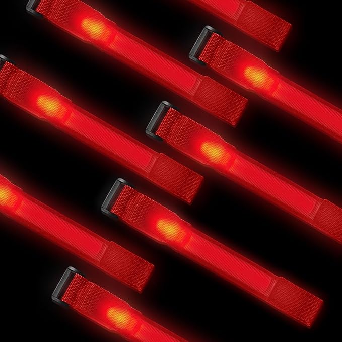 8 Pack LED Bracelets Light Up Wristbands,Glow Flashing Wristbands Glow in The Dark Party Supplies for Party, Festivals, Sports, Camping,Night Events (Red)