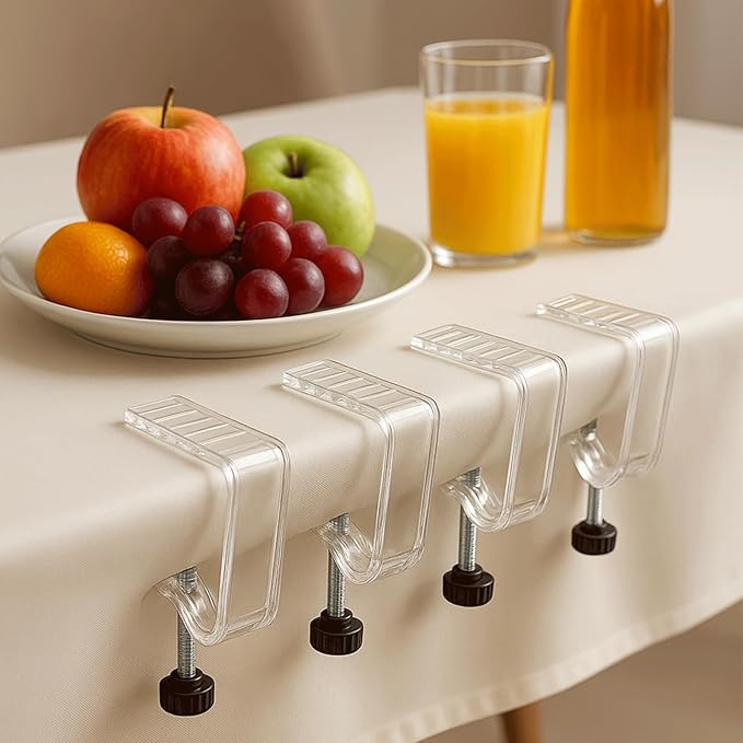 12 Piece Adjustable Tablecloth Clips with Strong Clamping Force to Prevent Slippage. Damage-Free Picnic Table Clips , Easy to Install, Suitable for Tables with Thickness Between 0.4-1.96 Inch.