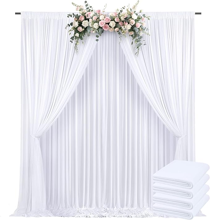 20x10ft Backdrop Curtains for Parties, 4 Panels 5x10ft Photography Backdrop Curtain with Rod Pocket,Backdrop Polyester Background Drapes,Wedding Backdrop Drapes for Birthday Baby Shower Home Decor