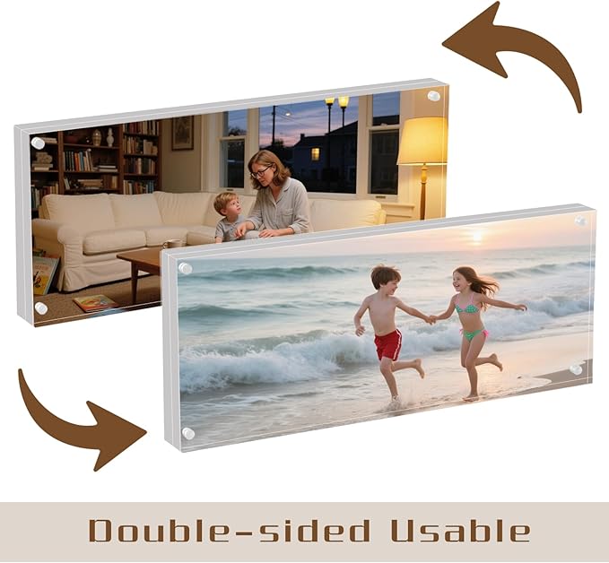 4×10 Acrylic Pictur Frame for 4x9 Business License Certificate，Panoramic Photo Frame ,mini instant photo frame for Tabletop,Thick Magnetic Double Sided Free-Standing Transparent Picture Frame. (Transparent, 4X10)