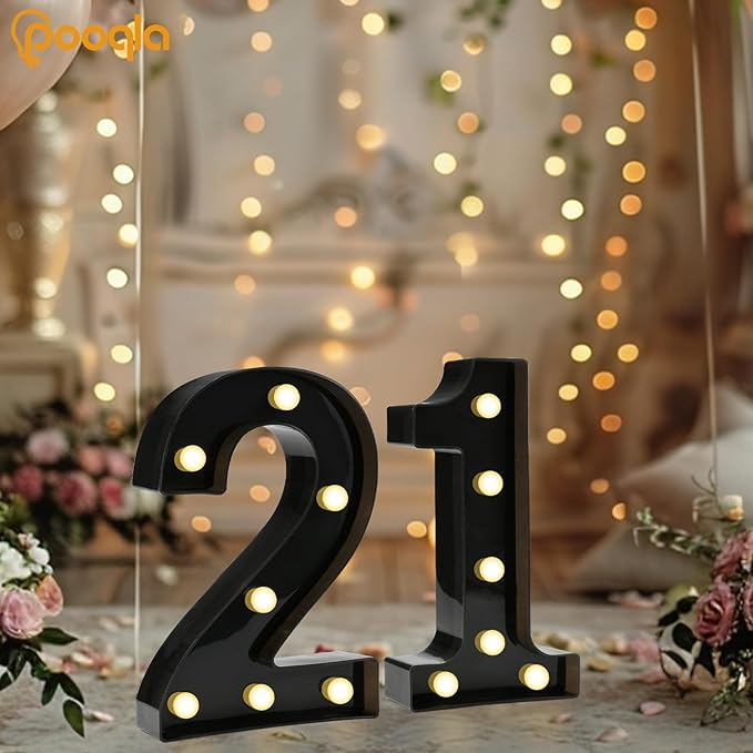Pooqla 21st Birthday Decorations for Her Him, Light Up Number 21 for Party Table Decorations, 21st Birthday Gift for Women Men, Backdrop Wall Decor for 21st Wedding Anniversary Decoration